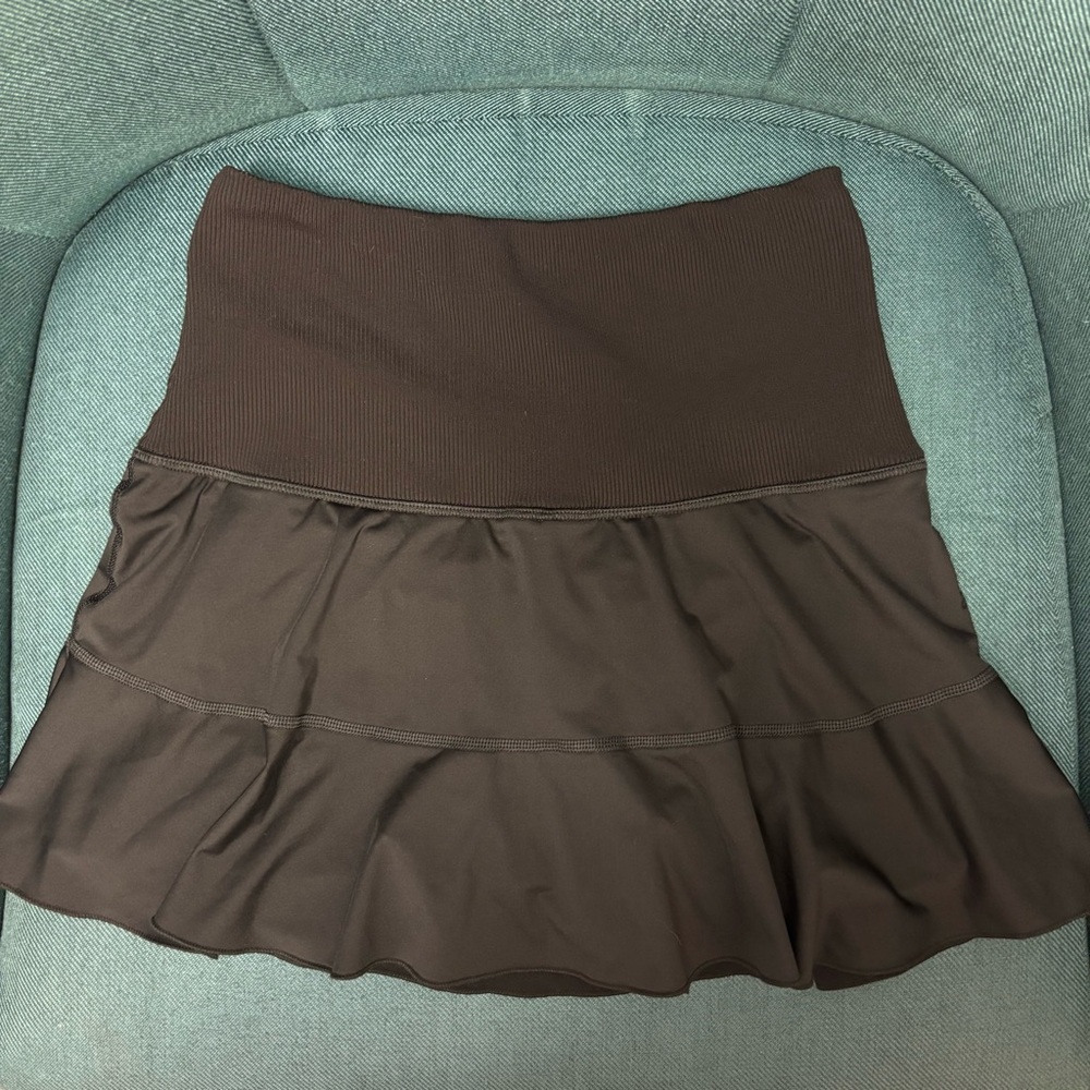 Pickleball Civille Apparel Black Tiered Wide Stretchy Waist Pickleball Skort Sml